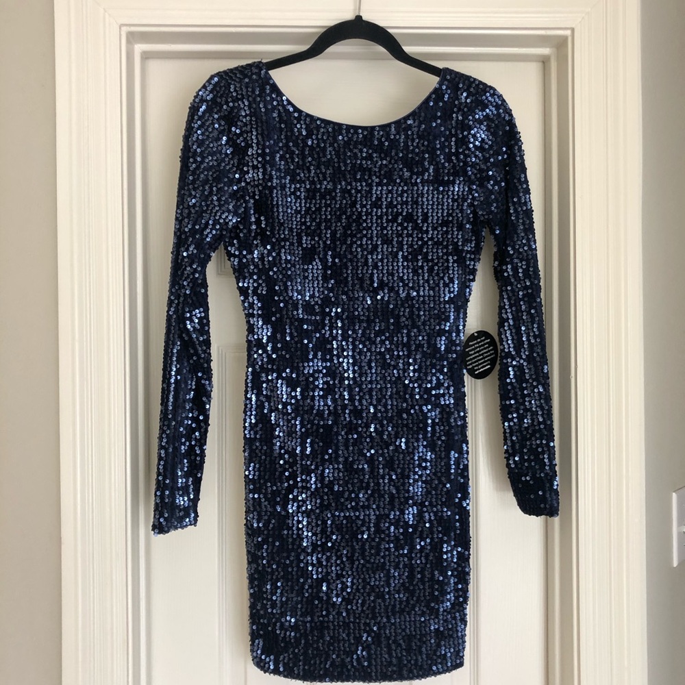 Blue sequin dress